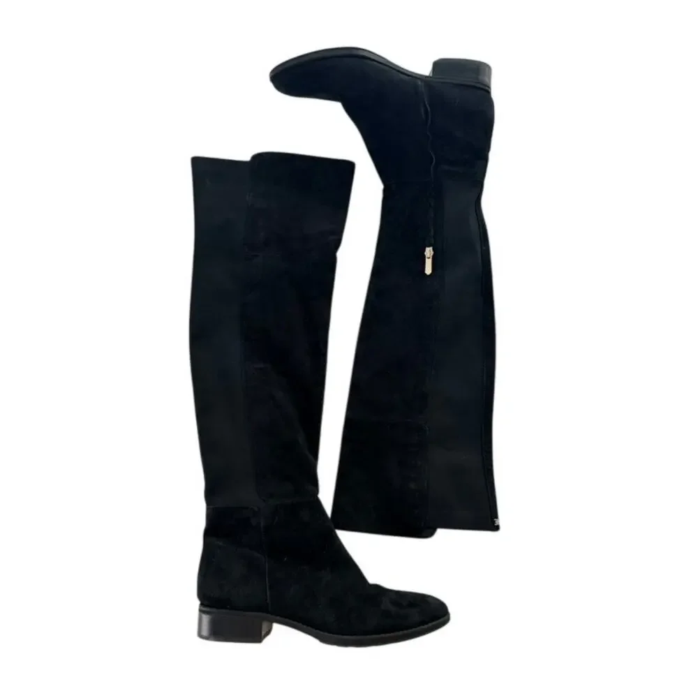 Sam Edelman Pam Over the Knee Black Boot Size 9.5 Flat Rubber Sole Suede Leather